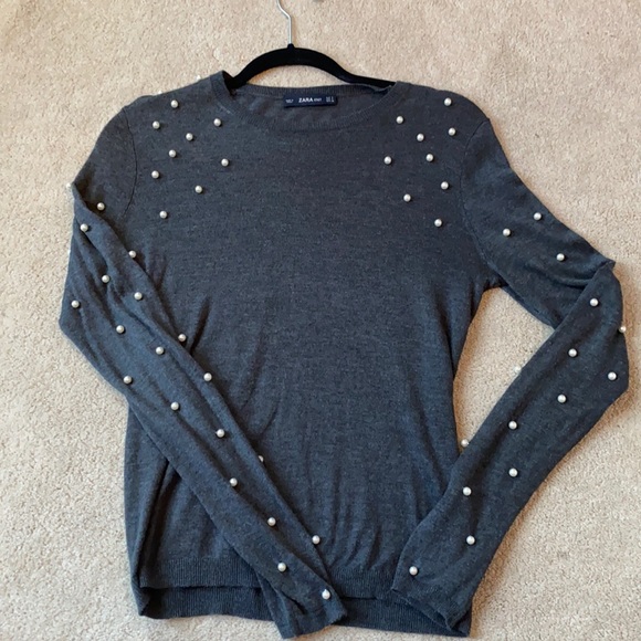 ZARA pearl sleeve sweater - Picture 1 of 2